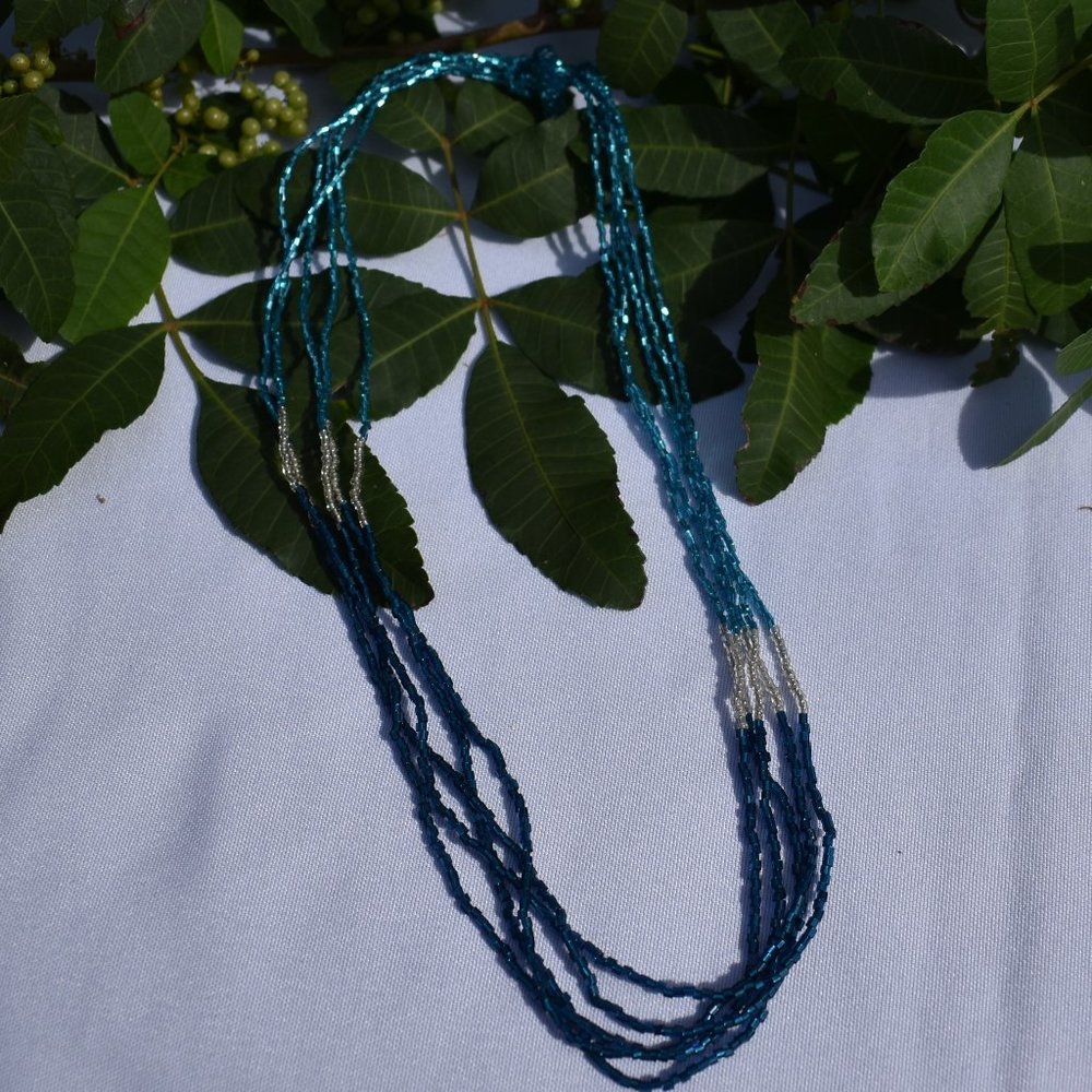 Shades of Blue and Clear Beads Necklace